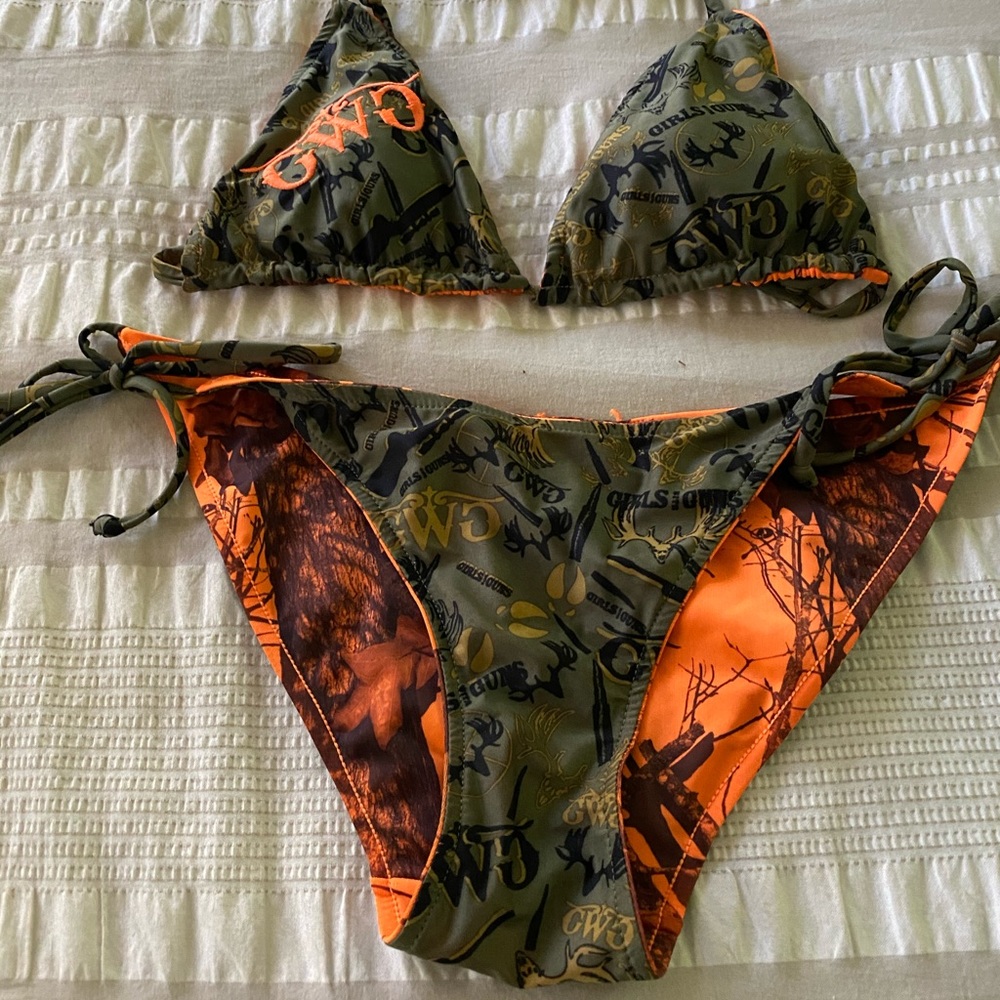 Girls with guns reversible bathing suit